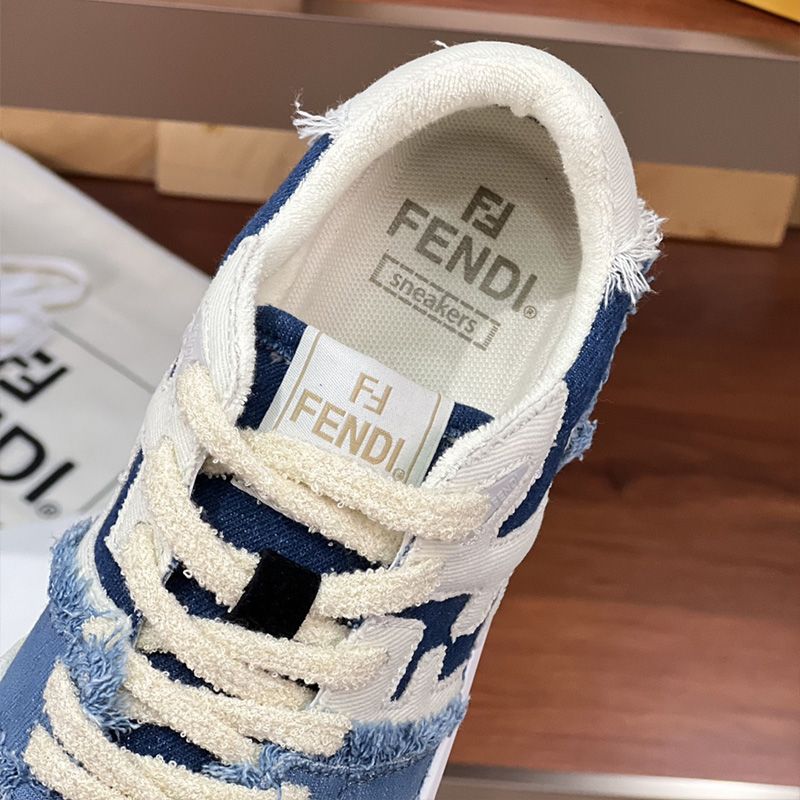 Affordable Fendi Match Compact Sneakers Unisex Denim Blue