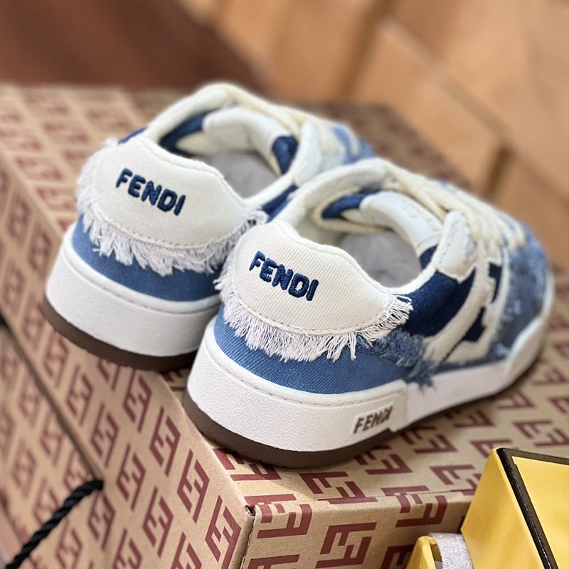 Affordable Fendi Match Compact Sneakers Unisex Denim Blue