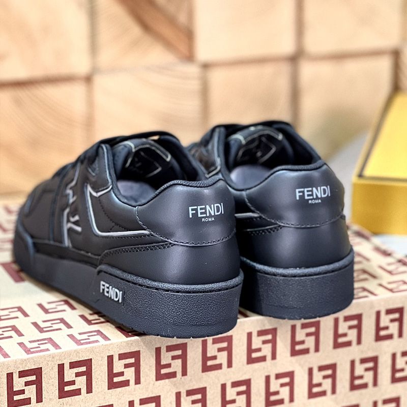 Affordable Fendi Match Compact Sneakers Unisex Leather Black