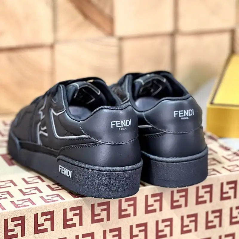 Cheap Fendi Match Compact Sneakers Unisex Leather Black