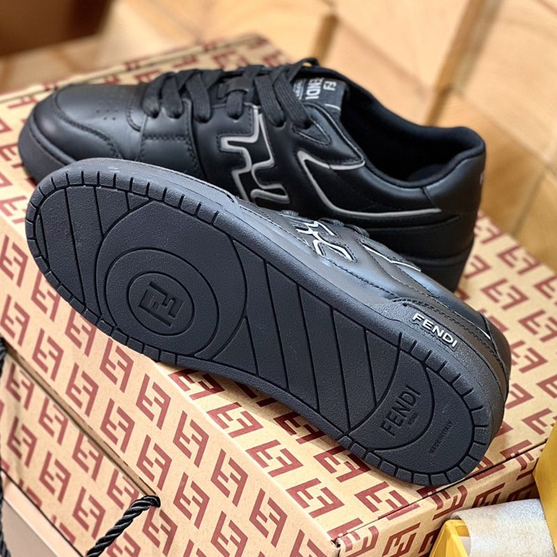 Affordable Fendi Match Compact Sneakers Unisex Leather Black