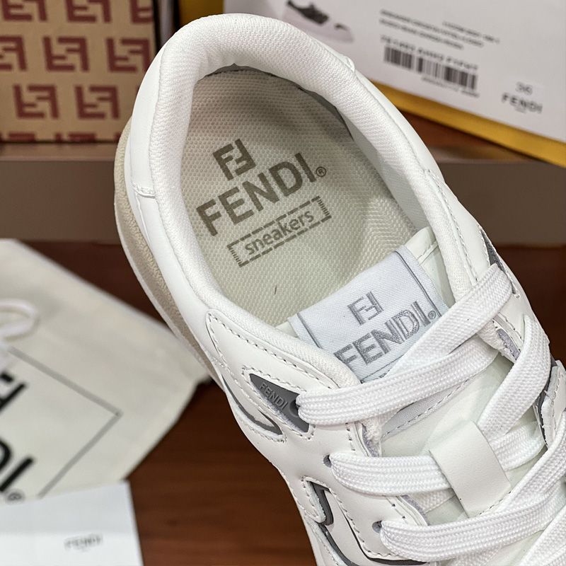 Affordable Fendi Match Compact Sneakers Unisex Leather White