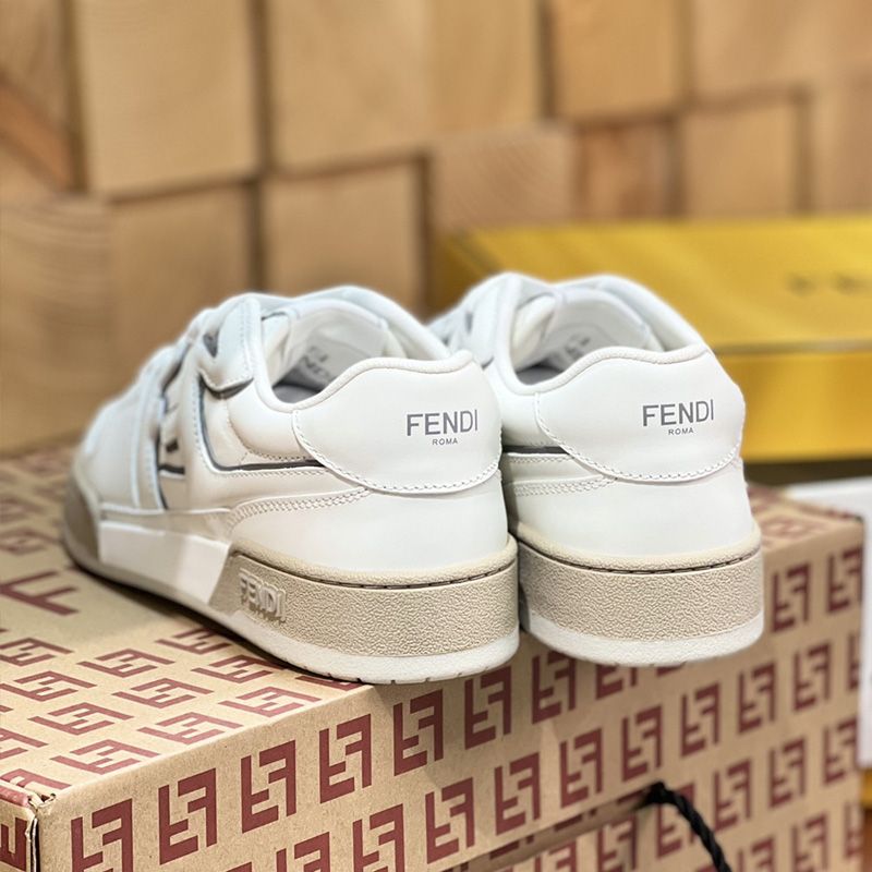 Affordable Fendi Match Compact Sneakers Unisex Leather White