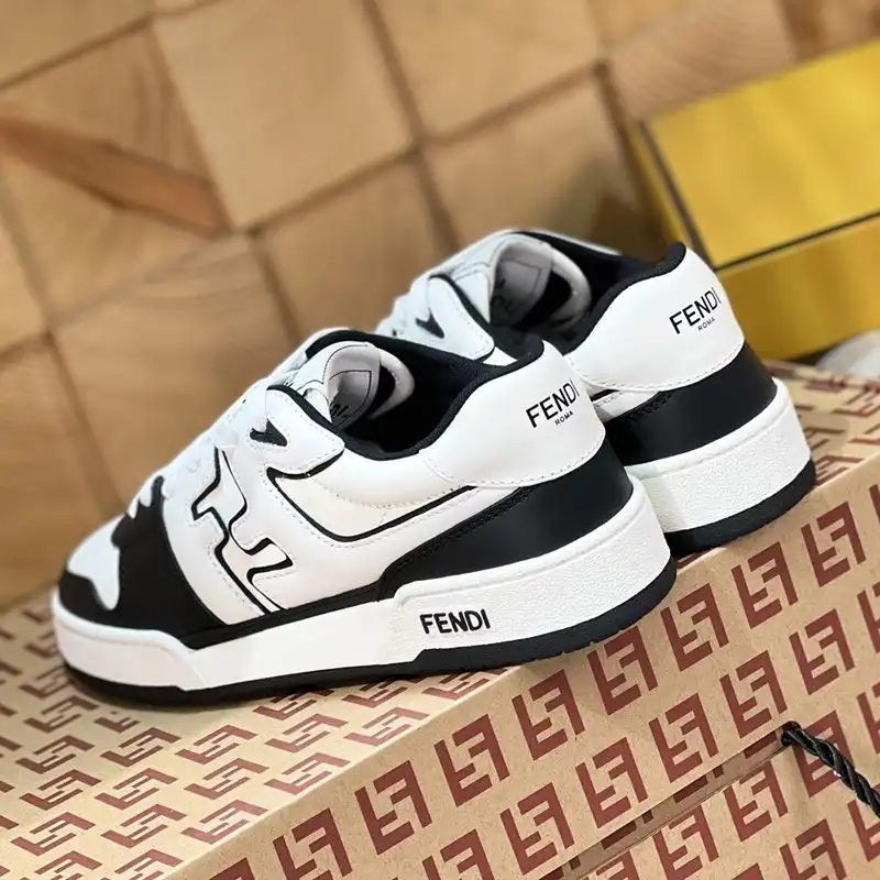 Affordable Fendi Match Compact Sneakers Unisex Leather White Black