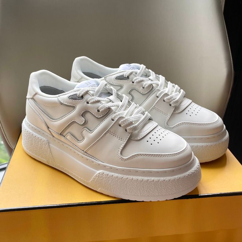 Affordable Fendi Match Platform Sneakers Women Leather White