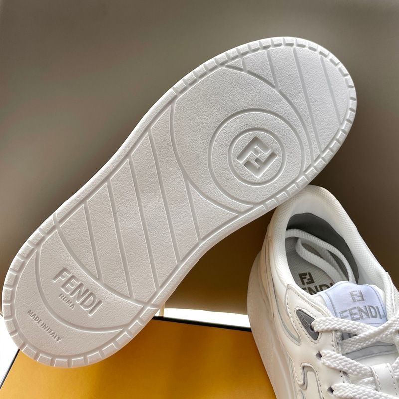 Affordable Fendi Match Platform Sneakers Women Leather White