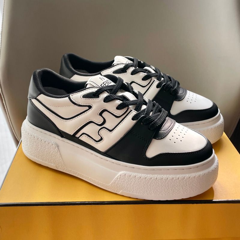 Affordable Fendi Match Platform Sneakers Women Leather White Black