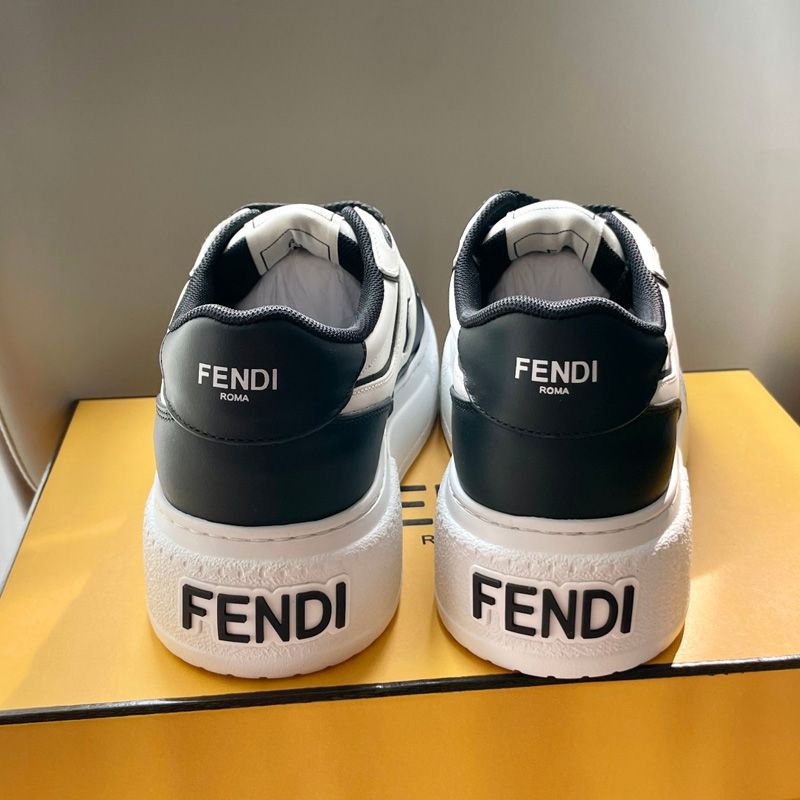 Affordable Fendi Match Platform Sneakers Women Leather White Black