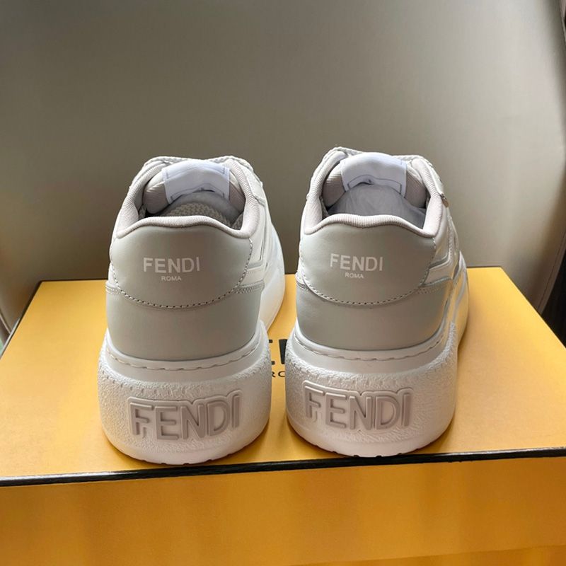 Affordable Fendi Match Platform Sneakers Women Leather White Grey