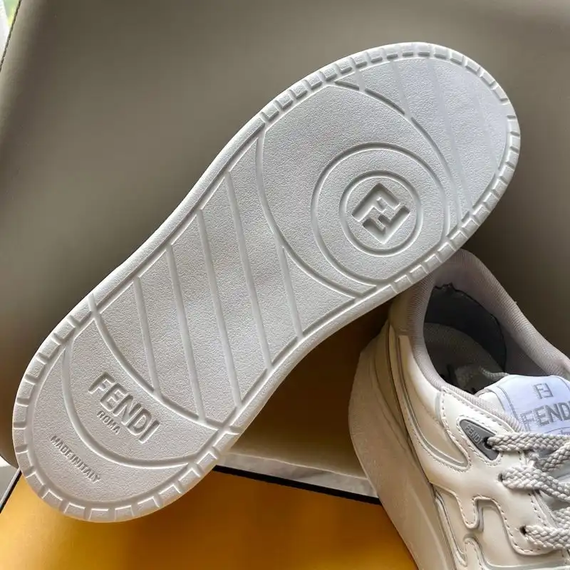 Affordable Fendi Match Platform Sneakers Women Leather White Grey HOT SALE