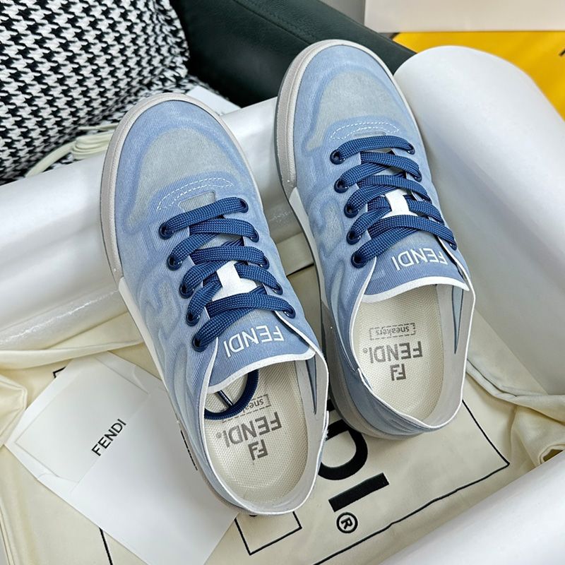 Affordable Fendi Match Sneakers Women Mesh Blue