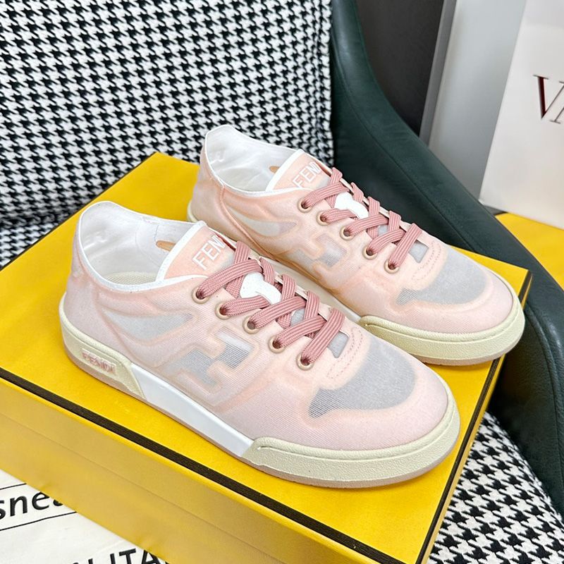 Affordable Fendi Match Sneakers Women Mesh Pink