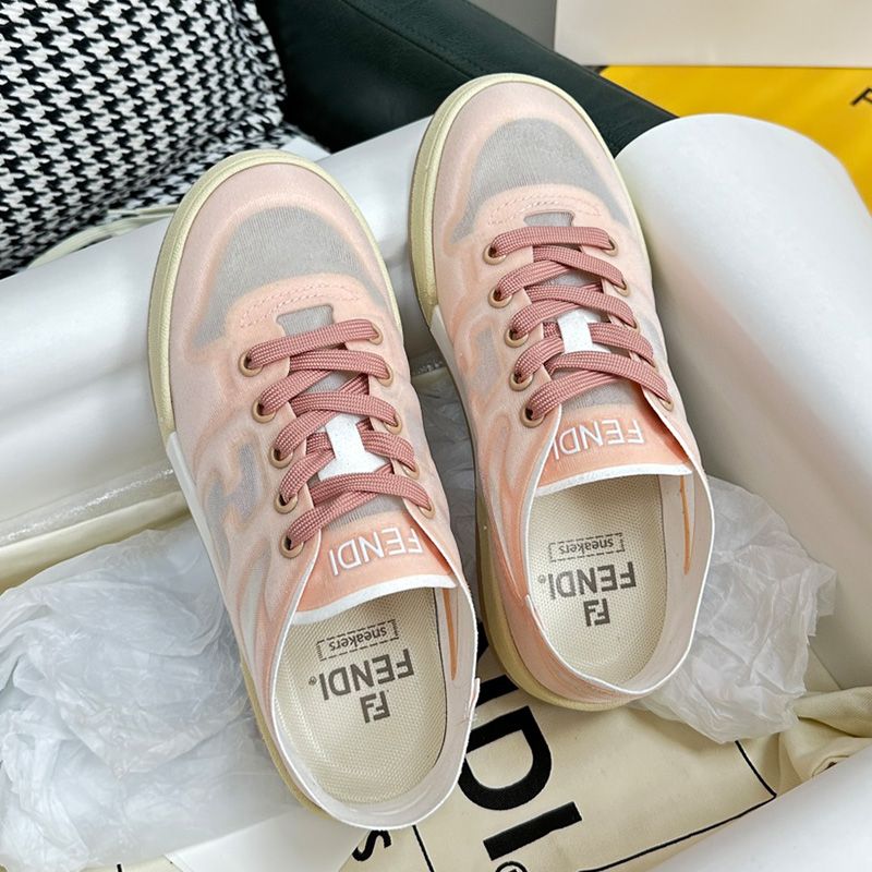 Affordable Fendi Match Sneakers Women Mesh Pink