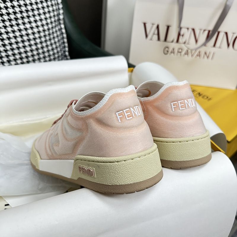 Affordable Fendi Match Sneakers Women Mesh Pink