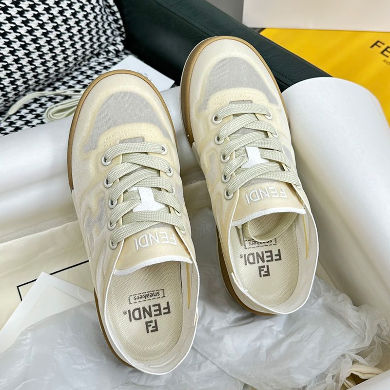 Affordable Fendi Match Sneakers Women Mesh White