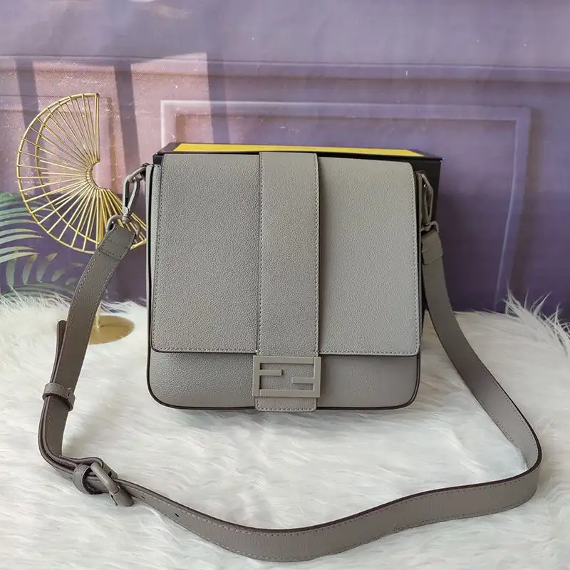 Affordable Fendi Medium Baguette Messenger In Cuoio Romano Leather Grey