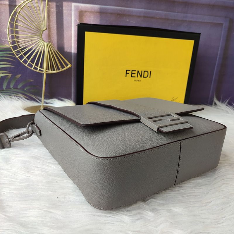 Affordable Fendi Medium Baguette Messenger In Cuoio Romano Leather Grey