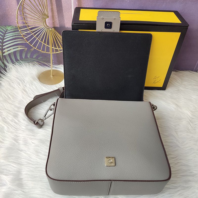 Affordable Fendi Medium Baguette Messenger In Cuoio Romano Leather Grey