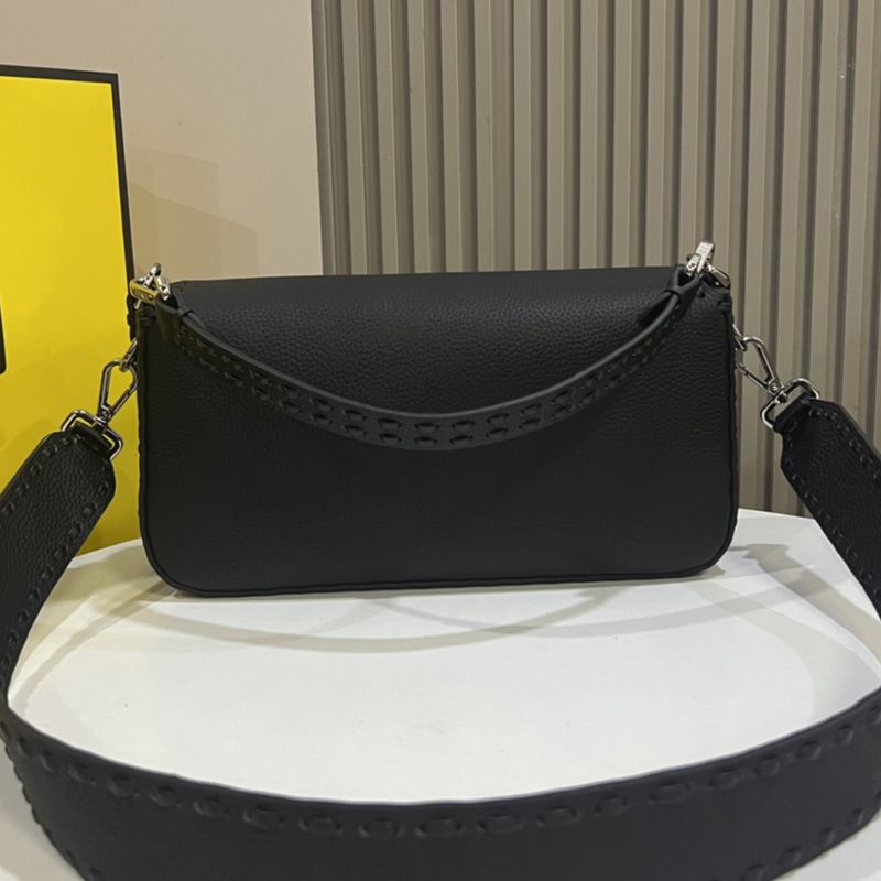 Affordable Fendi Medium Baguette Selleria Bag In Cuoio Romano Leather Black