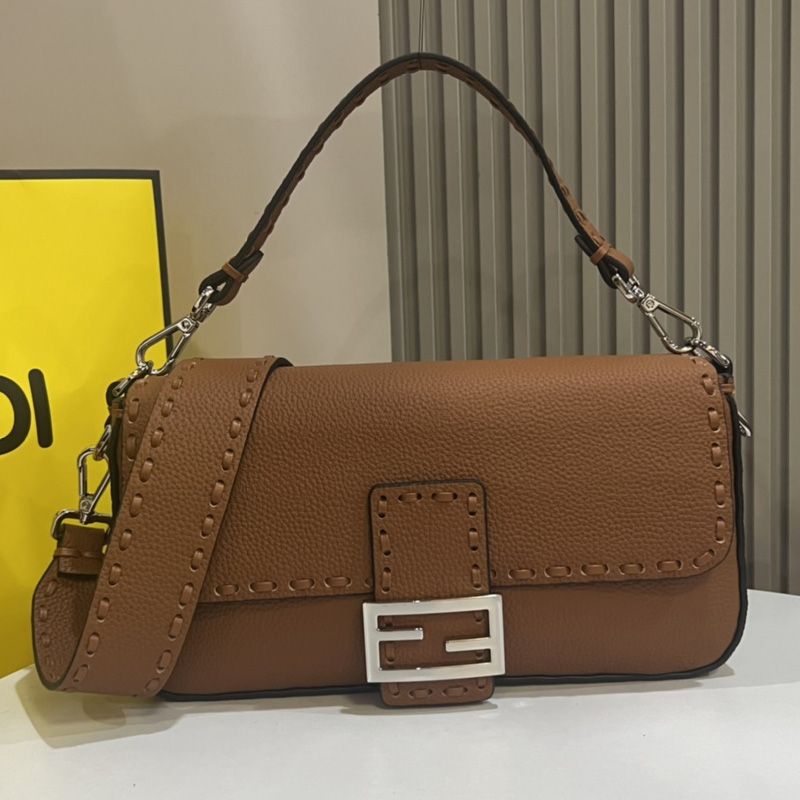 Affordable Fendi Medium Baguette Selleria Bag In Cuoio Romano Leather Brown