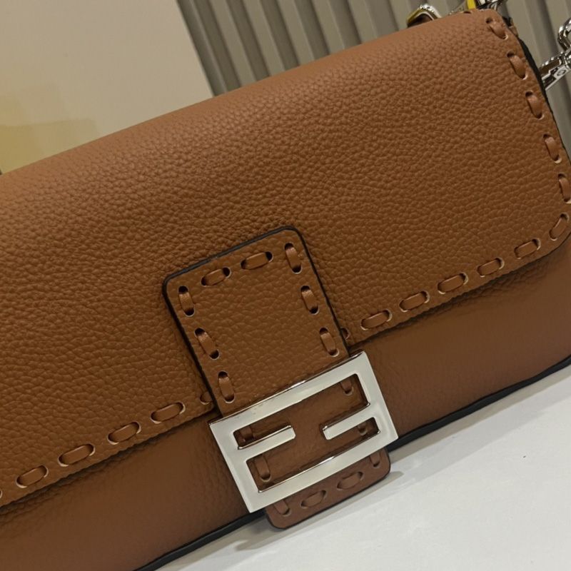 Affordable Fendi Medium Baguette Selleria Bag In Cuoio Romano Leather Brown