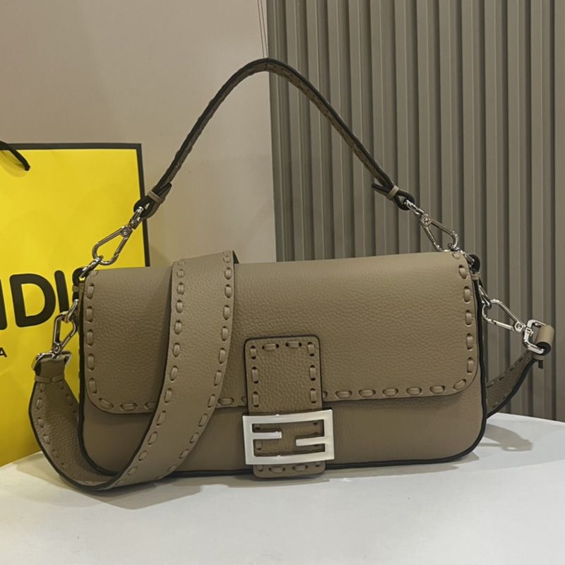 Affordable Fendi Medium Baguette Selleria Bag In Cuoio Romano Leather Khaki