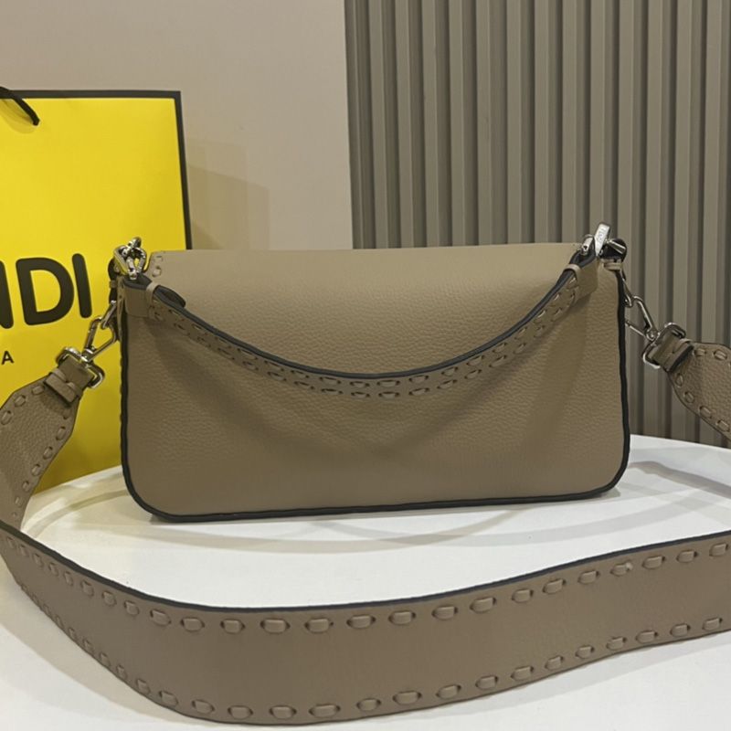 Affordable Fendi Medium Baguette Selleria Bag In Cuoio Romano Leather Khaki