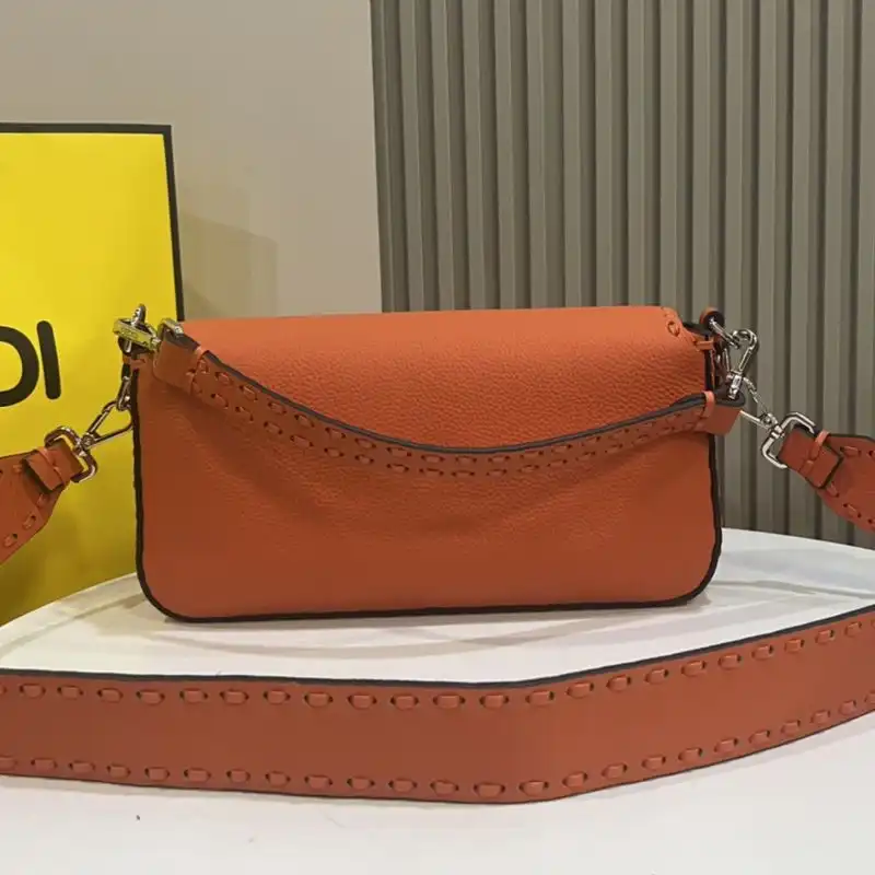 Affordable Fendi Medium Baguette Selleria Bag In Cuoio Romano Leather Orange