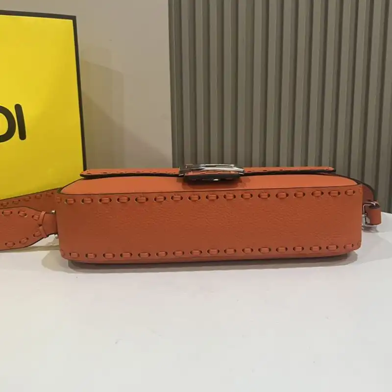 Affordable Fendi Medium Baguette Selleria Bag In Cuoio Romano Leather Orange