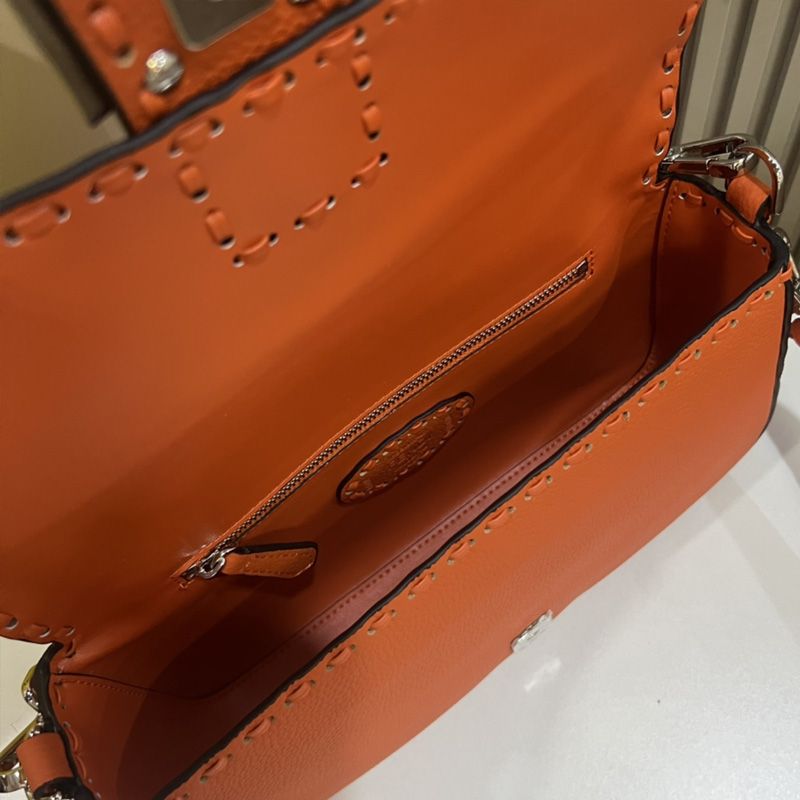 Affordable Fendi Medium Baguette Selleria Bag In Cuoio Romano Leather Orange