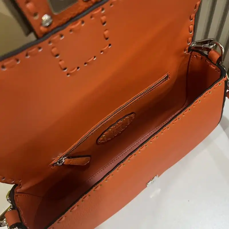 Affordable Fendi Medium Baguette Selleria Bag In Cuoio Romano Leather Orange