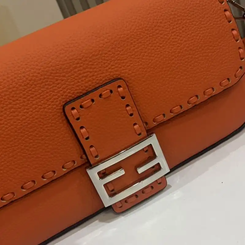 Affordable Fendi Medium Baguette Selleria Bag In Cuoio Romano Leather Orange