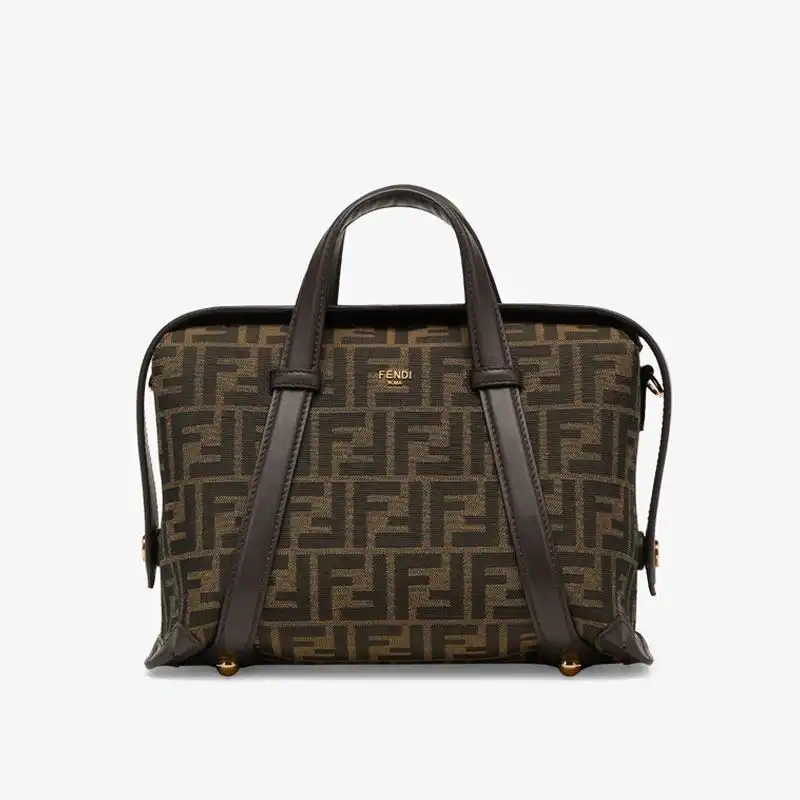 Fendi Medium Boston 365 Bag In FF Motif Fabric Brown