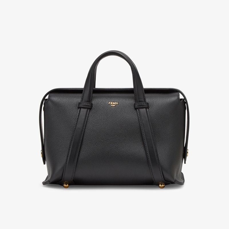 Affordable Fendi Medium Boston 365 Bag In Grained Leather Black