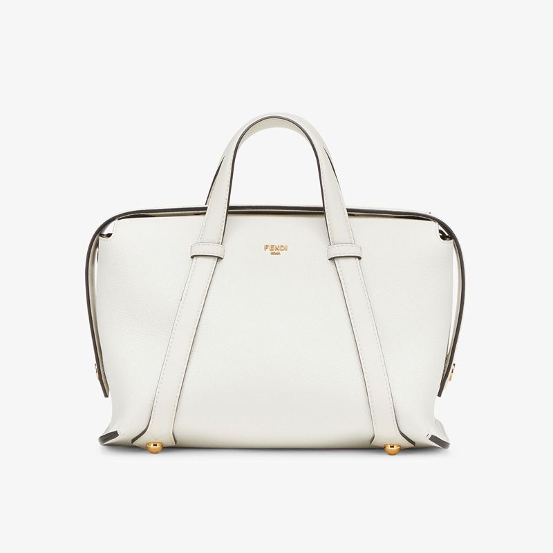 Affordable Fendi Medium Boston 365 Bag In Grained Leather White