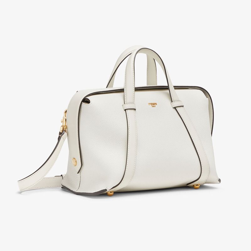 Affordable Fendi Medium Boston 365 Bag In Grained Leather White