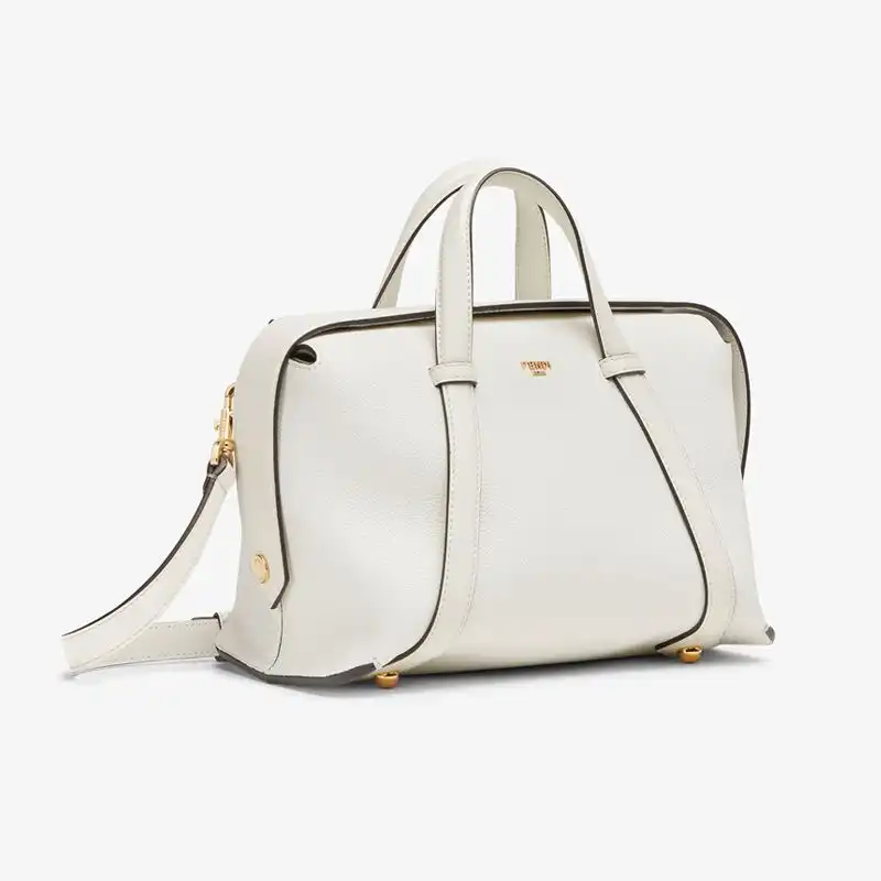 Cheap Fendi Medium Boston 365 Bag In Grained Leather White