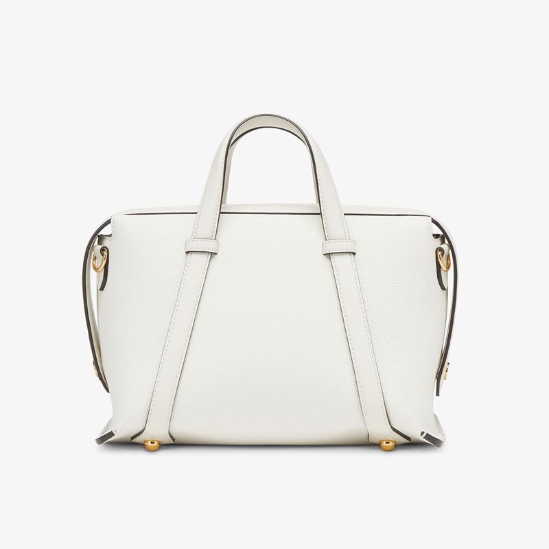 Affordable Fendi Medium Boston 365 Bag In Grained Leather White