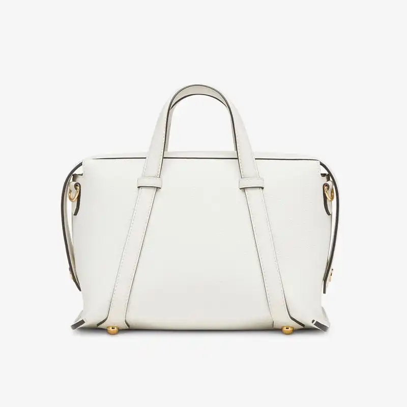 Cheap Fendi Medium Boston 365 Bag In Grained Leather White