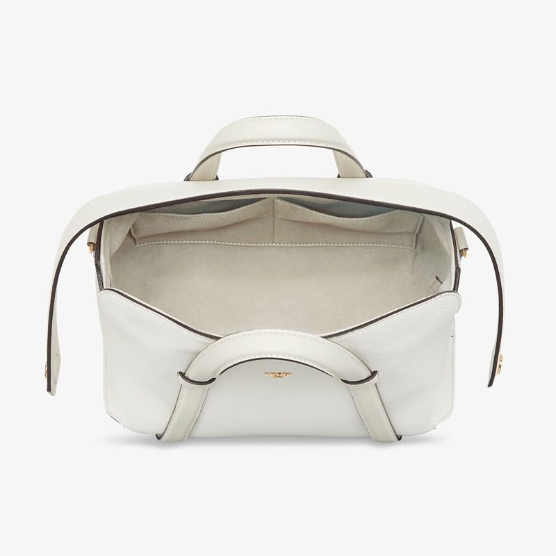 Affordable Fendi Medium Boston 365 Bag In Grained Leather White