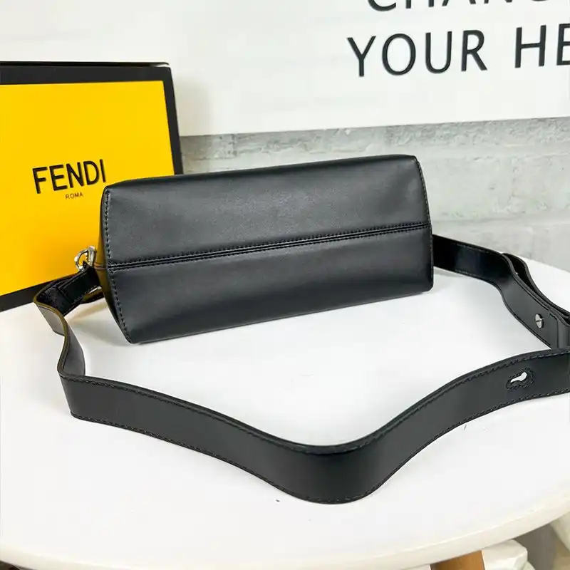 Affordable Fendi Medium By The Way Boston Bag In ROMA Logo Calf Leather Black