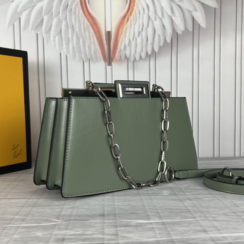 Affordable Fendi Medium Peekaboo Cut Bag In Calf Leather Green