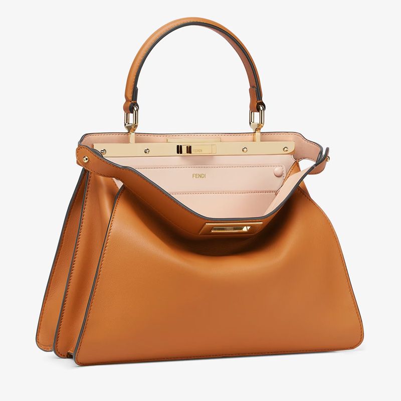 Affordable Fendi Medium Peekaboo ISeeU Bag In Nappa Laether Brown