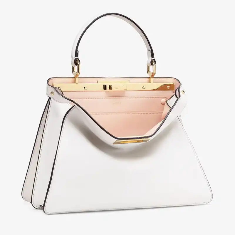 HOT Fendi Medium Peekaboo ISeeU Bag In Nappa Laether White