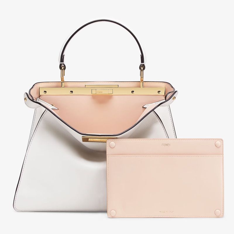 HOT Fendi Medium Peekaboo ISeeU Bag In Nappa Laether White