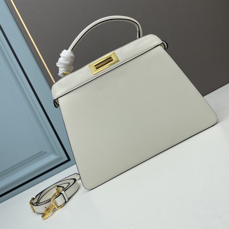 HOT Fendi Medium Peekaboo ISeeU Bag In Nappa Laether White