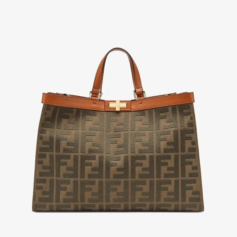 HOT Fendi Medium Peekaboo X-Tote In FF Motif Canvas Coffee