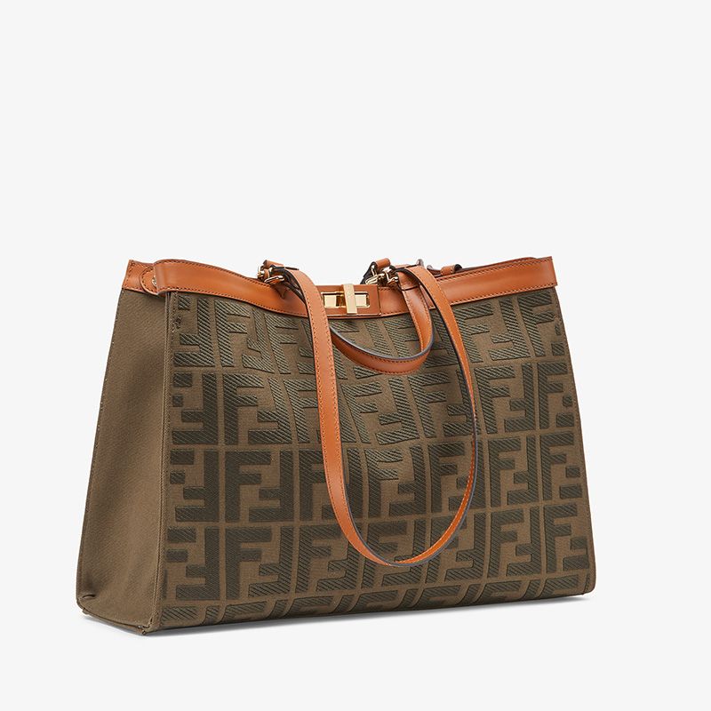 Affordable Fendi Medium Peekaboo X-Tote In FF Motif Canvas Coffee