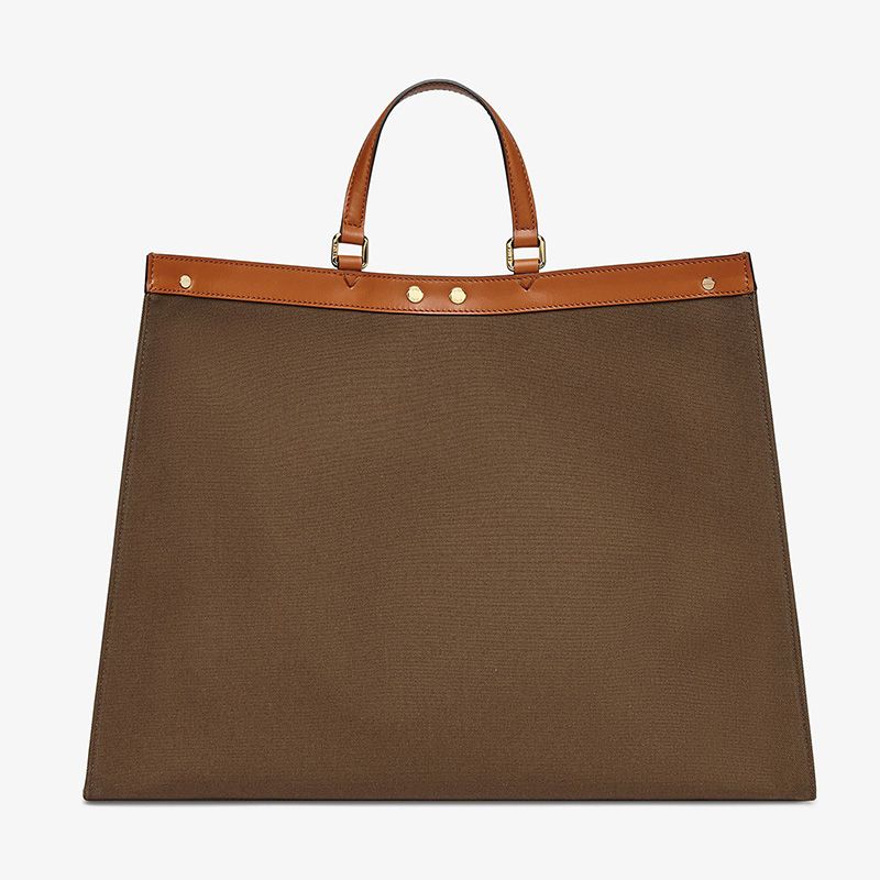 Affordable Fendi Medium Peekaboo X-Tote In ROMA Logo Canvas Brown