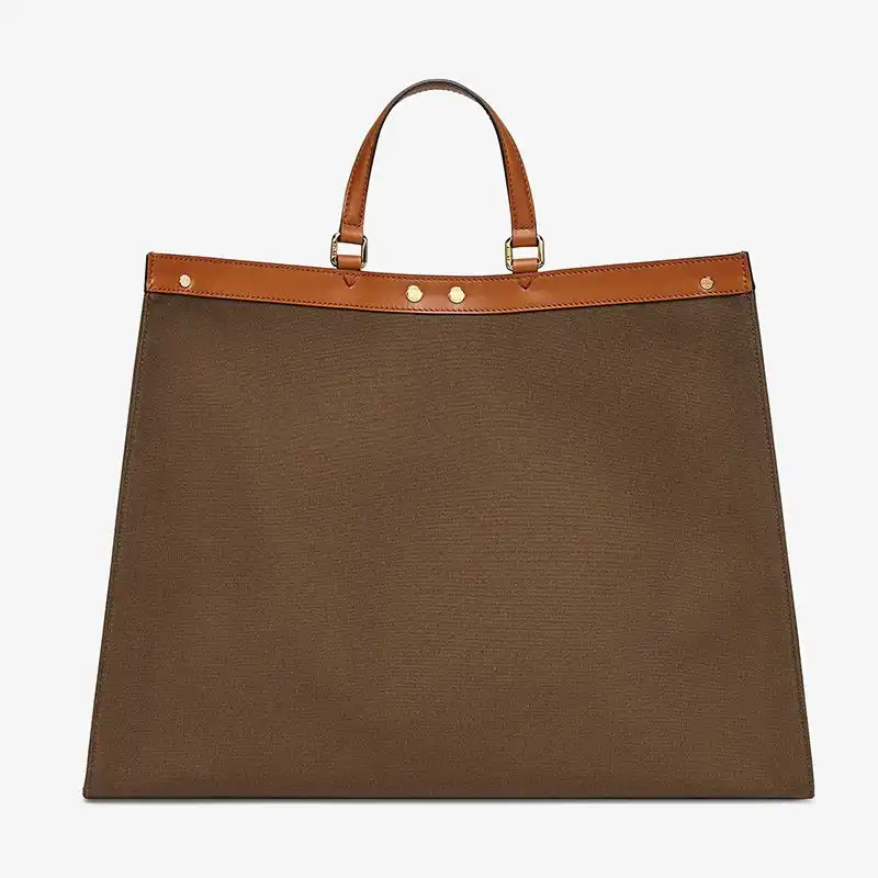 Affordable Fendi Medium Peekaboo X-Tote In ROMA Logo Canvas Brown